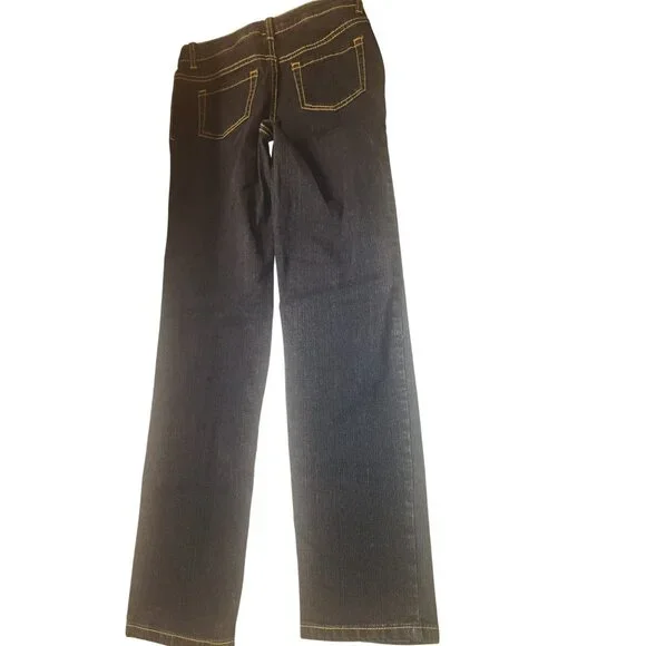 Cat & Jack Straight Jeans Size 12 Dark Wash Denim adjustable waist button - Picture 2 of 7